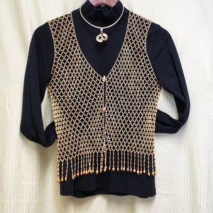 🍁Stretchable Beaded See Through Vest.